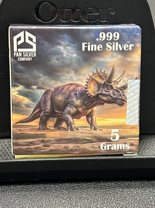 Dinosaur Series: Triceratops 5 Gram .999 Silver - Pan Silver Company