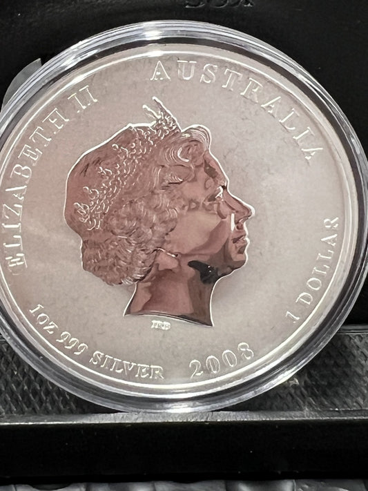 2008 Silver 1 oz Australia Lunar Series Year of the Mouse Perth Mint w box & COA