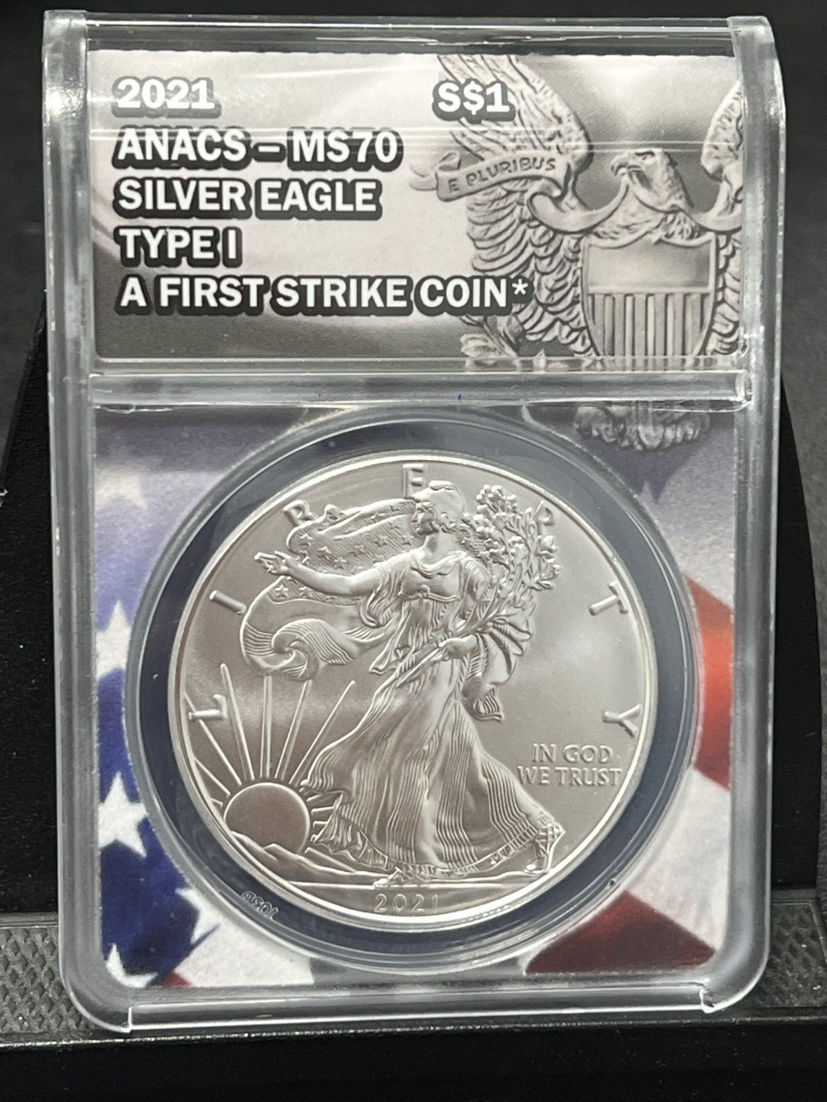 2021 American Silver Eagle Type I ANACS MS70 First Strike Coin ASE 1$ MS 70