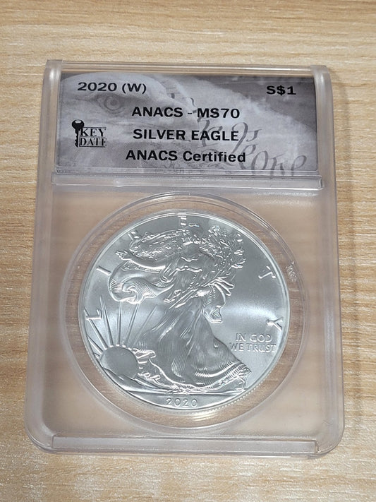 2020 W American Silver Eagle ANACS MS70 Key Date ASE