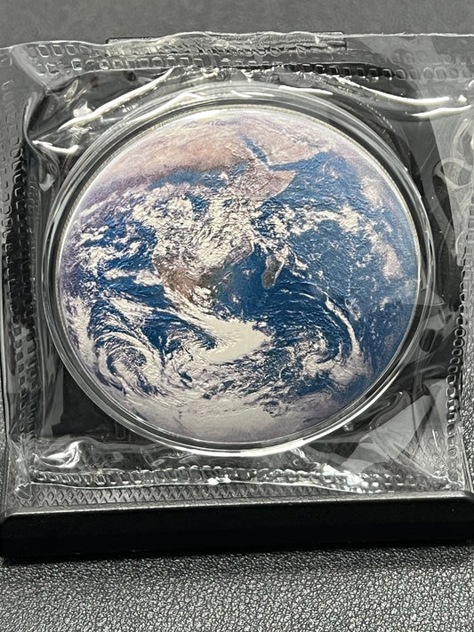 2022 Fiji $3 Blue Marble Dome Shaped 3oz Silver Coin w/ Box and COA