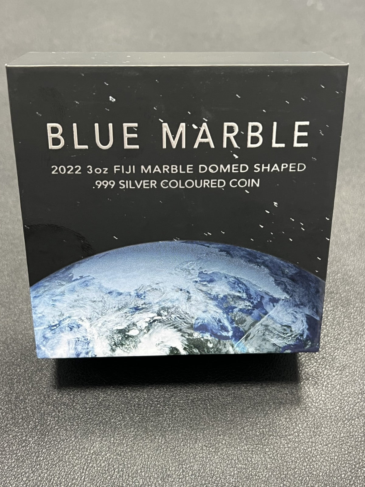 2022 Fiji $3 Blue Marble Dome Shaped 3oz Silver Coin w/ Box and COA