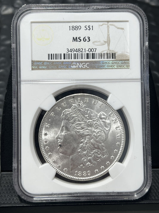 1889 MS 63 $1 Morgan Silver Dollar NGC MS63