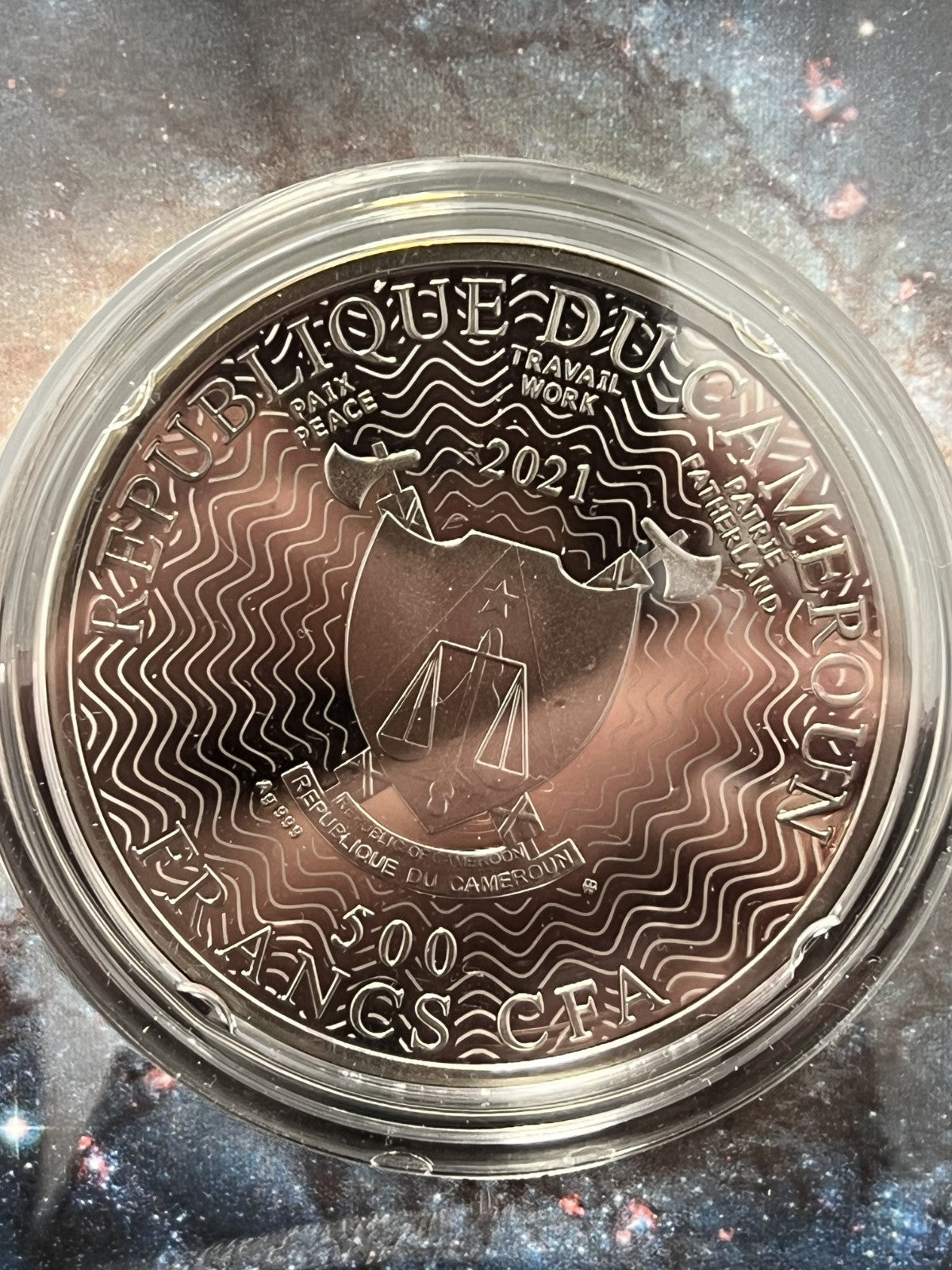 Cameroon 2021 Planet Earth Solar System Silver Coin 500 Francs with box and COA