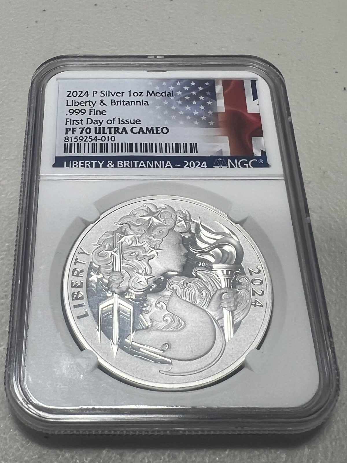 2024-P Proof Liberty & Britannia Silver Medal 1 oz NGC PF70UC First day of issue