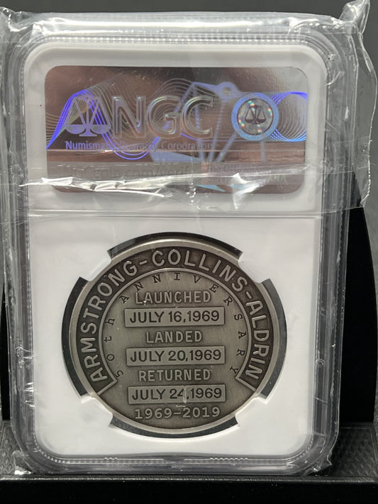 2019 MS70 Apollo 11 50th Anniversary 1oz Silver Medal NGC MS 70
