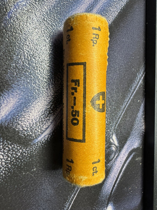 Roll Of Switzerland One Rappen Coin 50 Coins - 1983