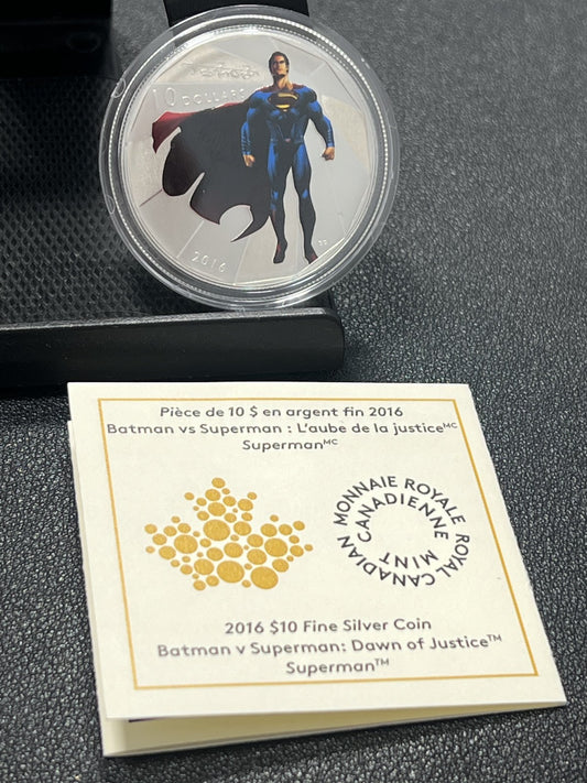 2016 $10 Canada 1/2oz Silver Coin Batman vs Superman -Superman - Box/COA
