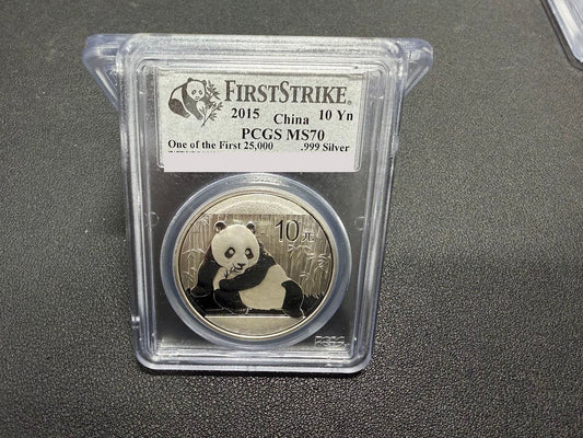 2015 China 10 Yuan Silver Panda PCGS MS70 MS 70 First Strike .999 Silver