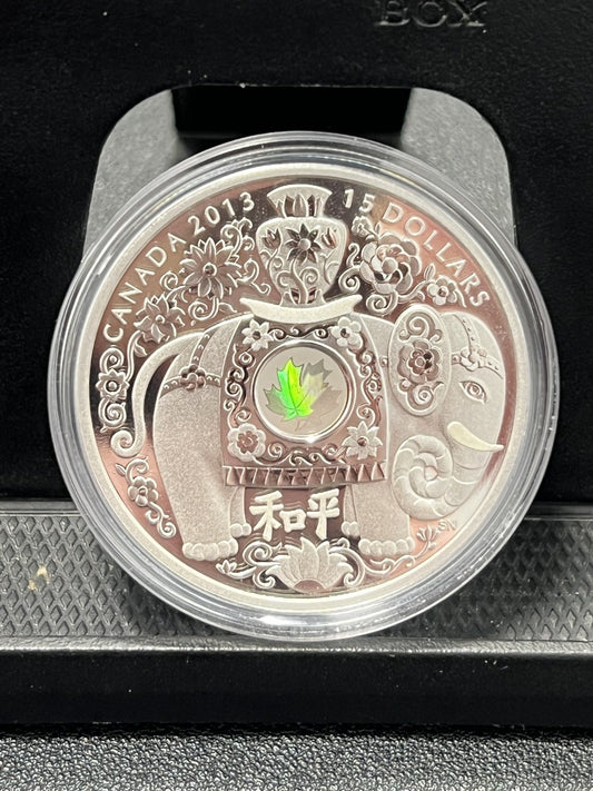 2013 Canada $15 1 oz Fine Silver Coin with Hologram Maple of Peace with Box/COA