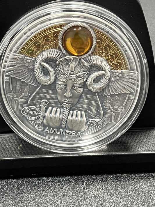 2020 Niue Amun Ra Divine Faces of the Sun series 3 oz silver coin w/ box and COA