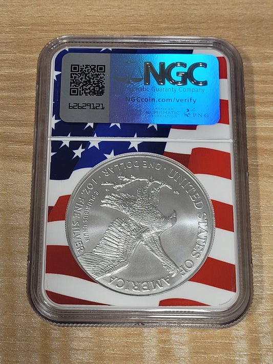 2024 $1 American Silver Eagle NGC MS70 Full Flag Label