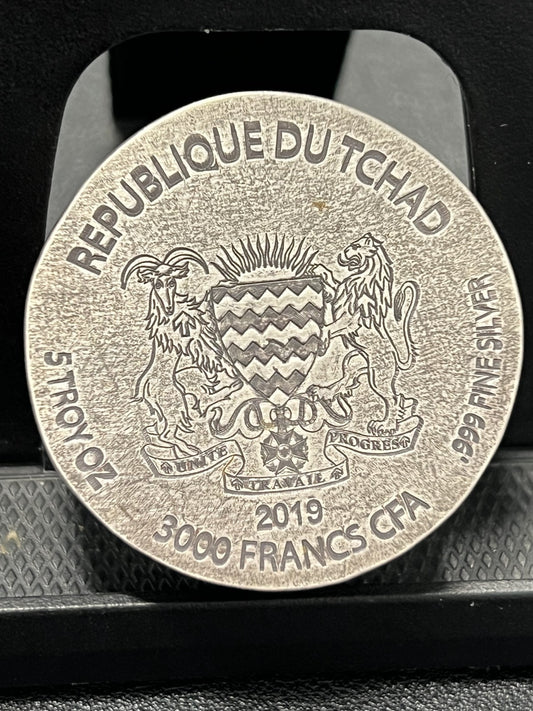 2019 Silver 5 oz Republic of Chad Sphinx of Hatshepsut