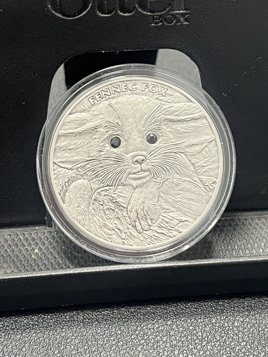 2013 $2 Niue FENNEC FOX BABIES Antique Finish 1 Oz Silver Coin