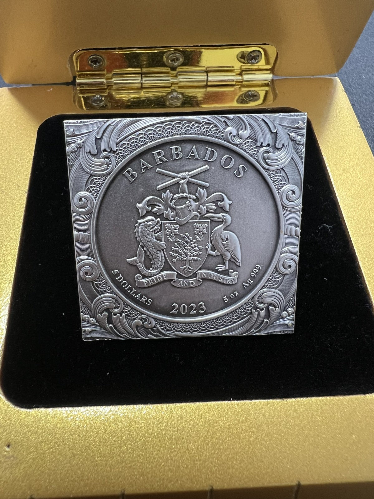 2023 Barbados  EYE OF PROVIDENCE Pyramid 5 Oz Silver Coin