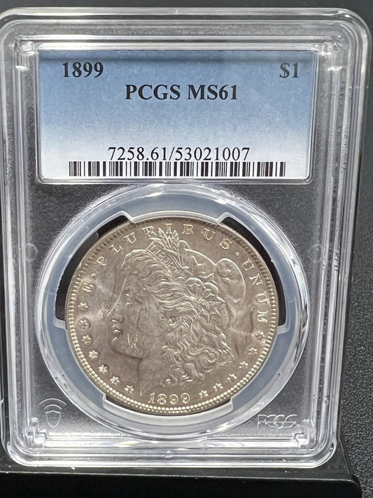 1899 MS 61 US Morgan Silver Dollar $1 PCGS MS61