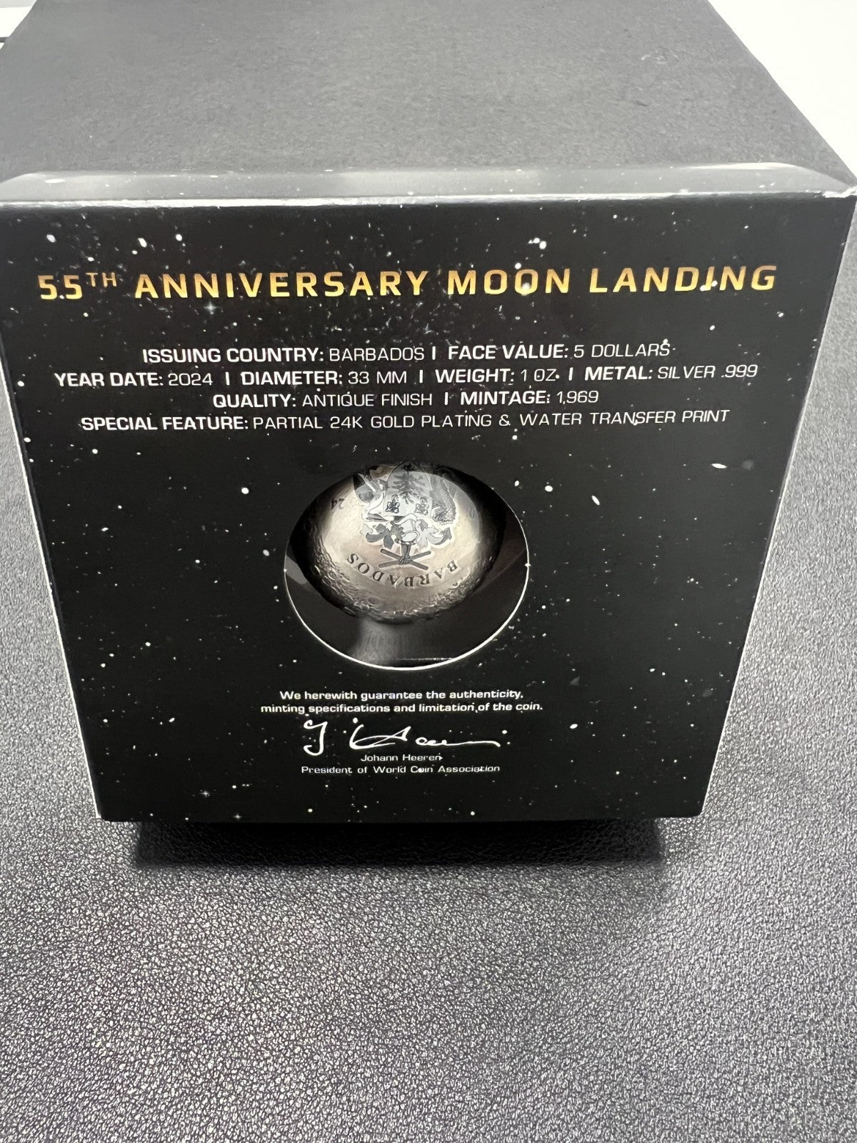 2024 55th Anniversary Moon Landing - Barbados 1 oz Silver Coin