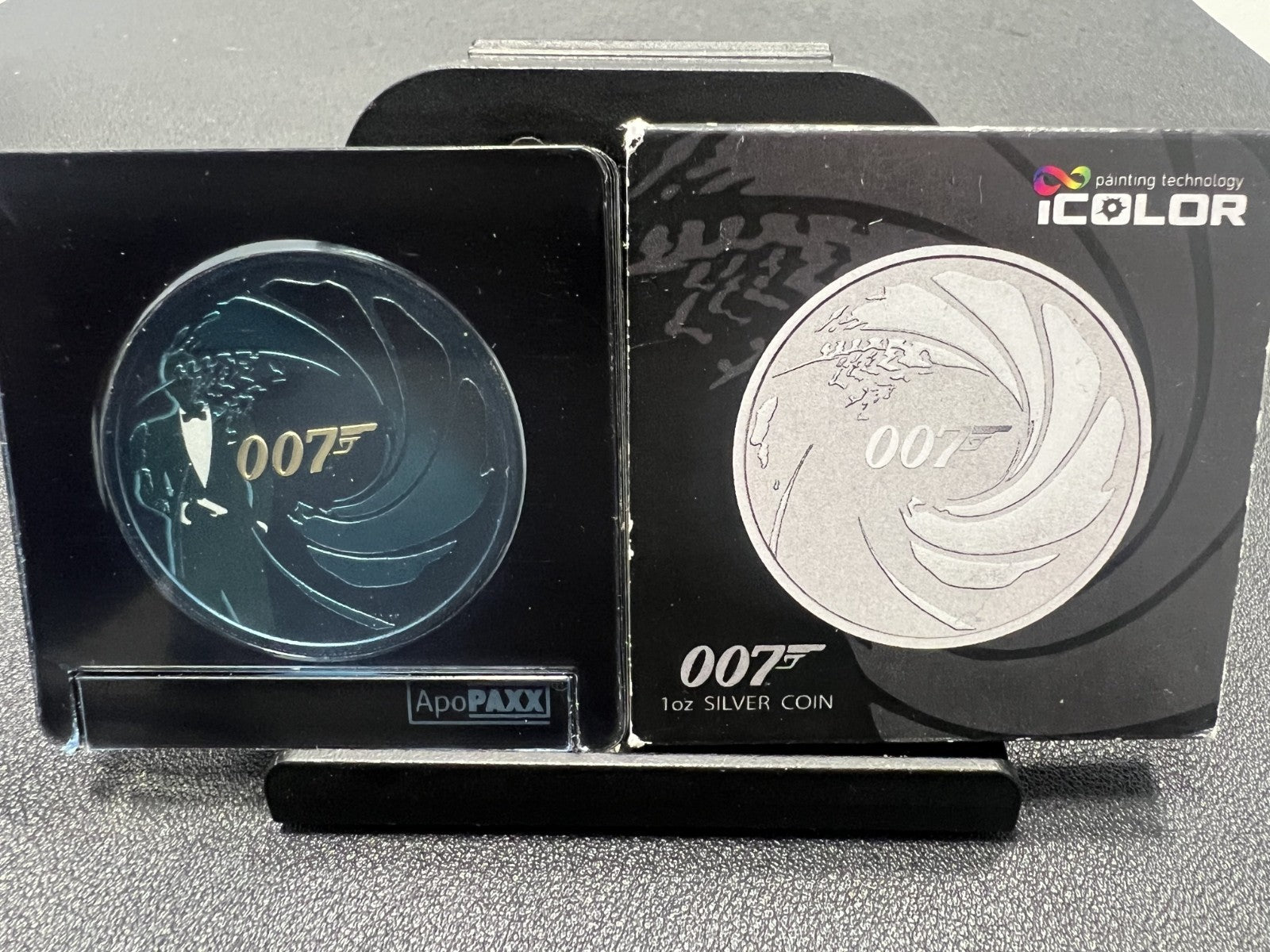 007 JAMES BOND Limited edition 1 oz. Silver Coin – Colorized set of 7– .999 Fine