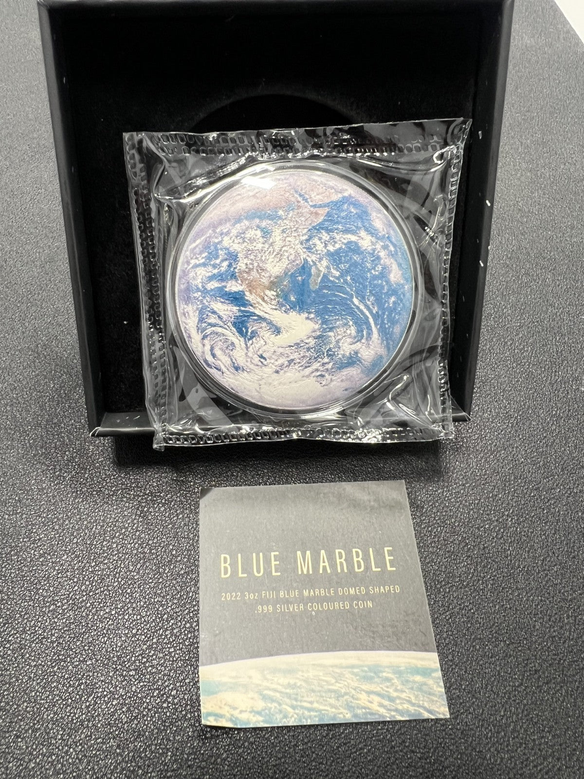 2022 Fiji $3 Blue Marble Dome Shaped 3oz Silver Coin w/ Box and COA