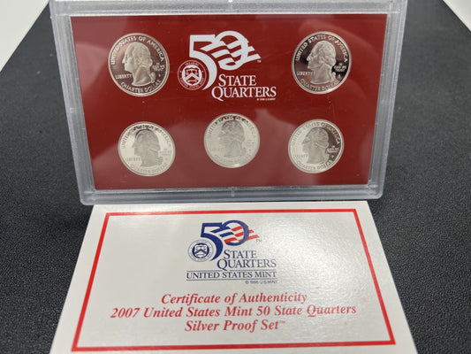 2007  US MINT 50 State Quarter 90% SILVER  Proof Set w/COA