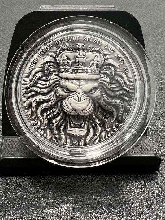 2022 Tristan da Cunha "Heraldic Beasts" 5 oz .999 Silver Coin