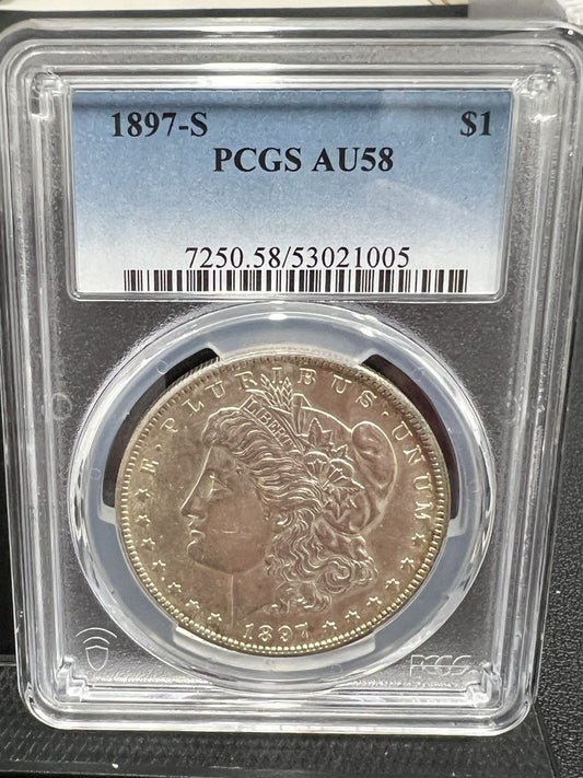 1897-S AU 55 Morgan Silver Dollar PCGS AU58