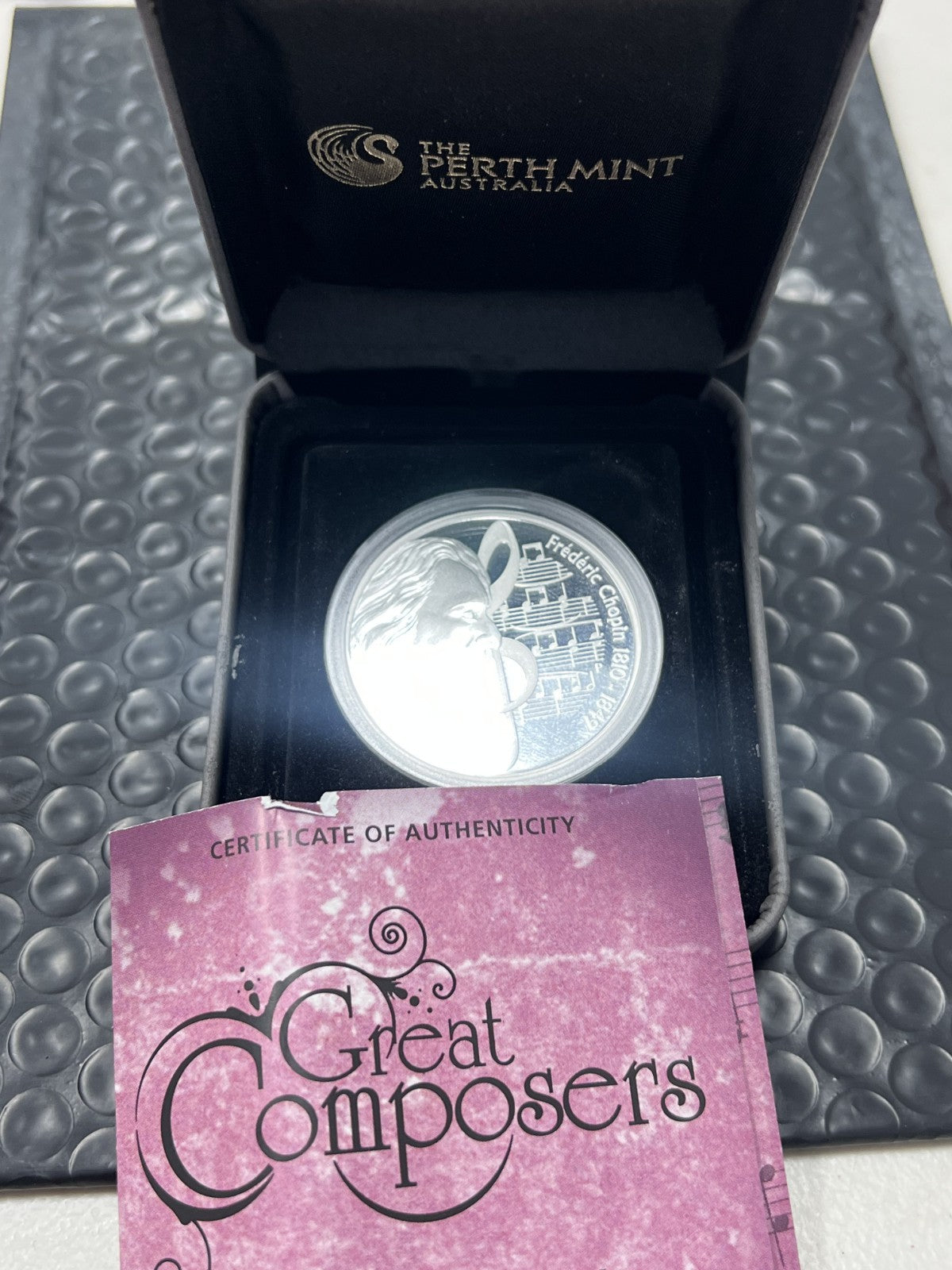 2010 TUVALU: GREAT MUSIC COMPOSERS- A  SET OF 5, 1 OZ . 999 SILVER COINS