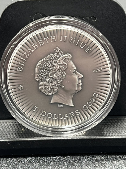2022 Niue 2 oz Silver Antique Isis Wings coin with Box and COA