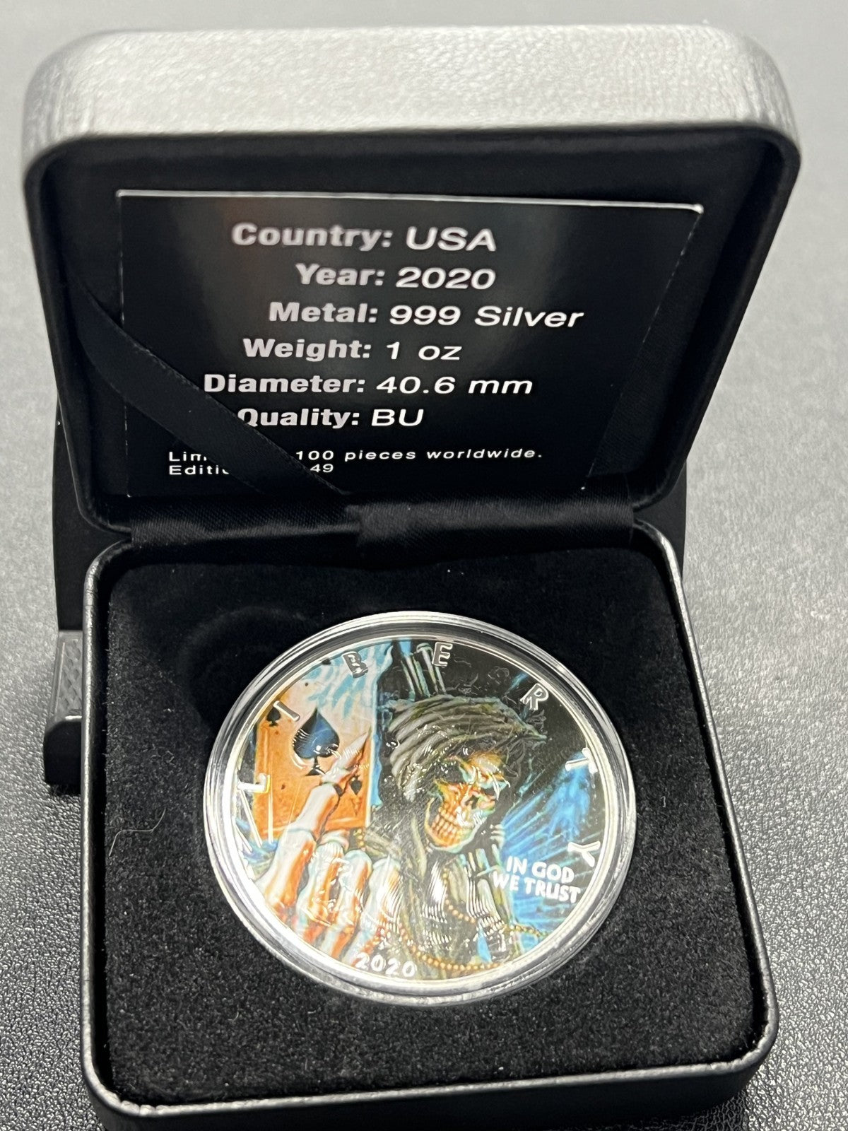 2020 $1 Colorized Reaper ASE 1 oz silver coin