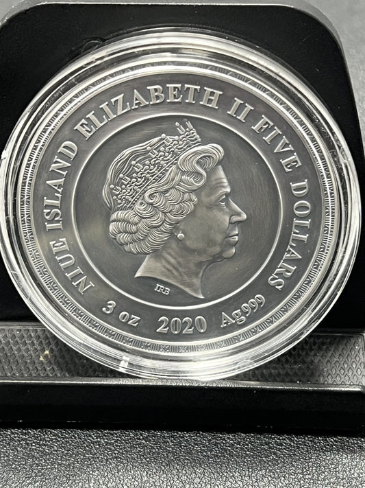 2020 Niue Amun Ra Divine Faces of the Sun series 3 oz silver coin w/ box and COA
