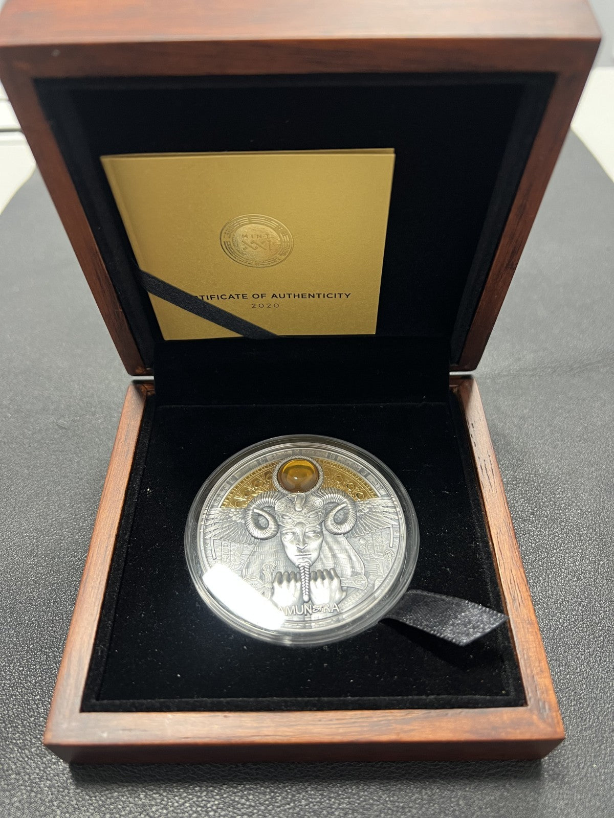 2020 Niue Amun Ra Divine Faces of the Sun series 3 oz silver coin w/ box and COA
