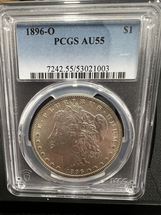 1896-O AU 55 Morgan Silver Dollar PCGS AU55