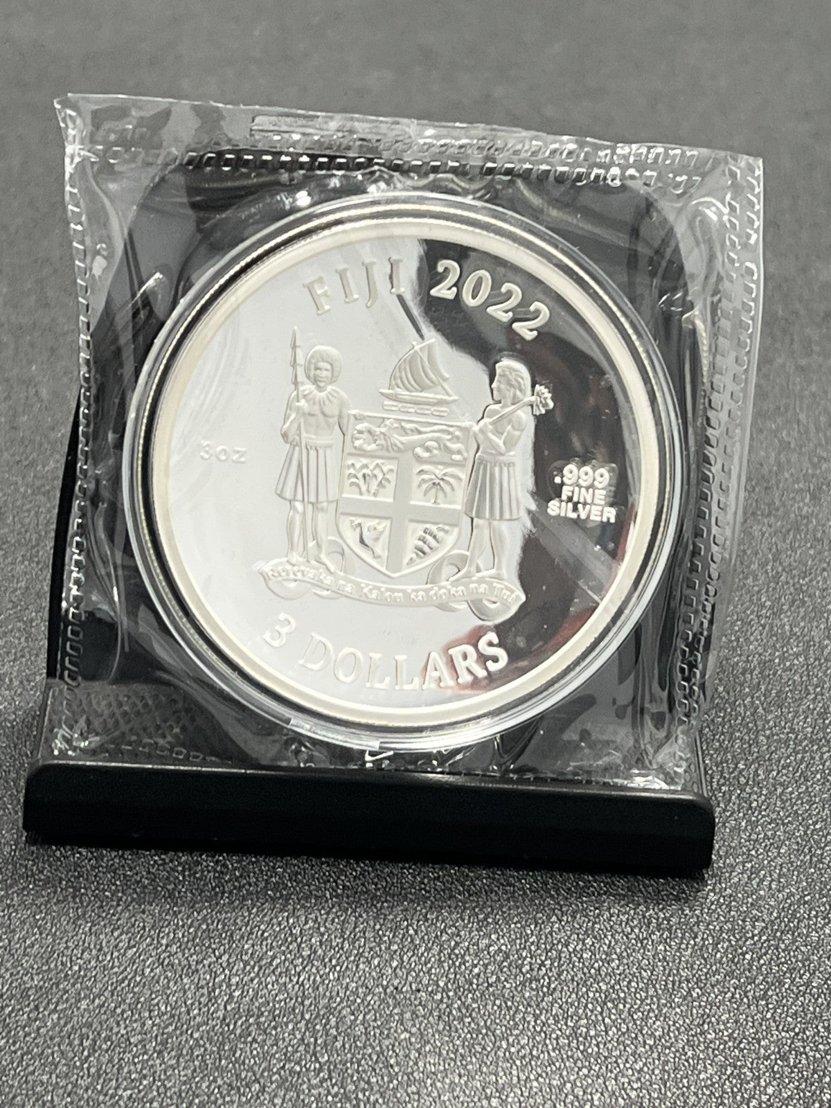 2022 Fiji $3 Blue Marble Dome Shaped 3oz Silver Coin w/ Box and COA