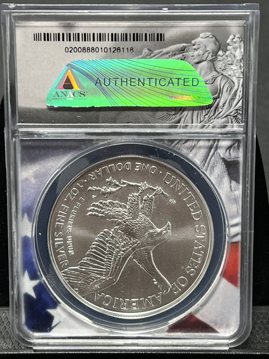 2022 AMERICAN SILVER EAGLE ANACS MS70  FIRST STRIKE FLAG CORE MS 70 $1 ASE