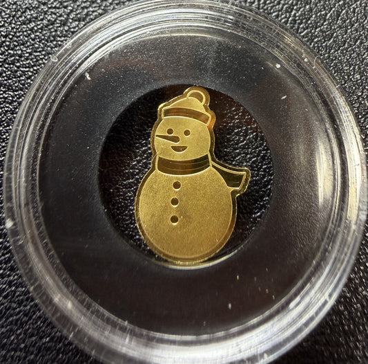 2024 Palau Snowman Holiday 0.5 Gram Gold Coin In Capsule w/ Coa CIT $1 .5g