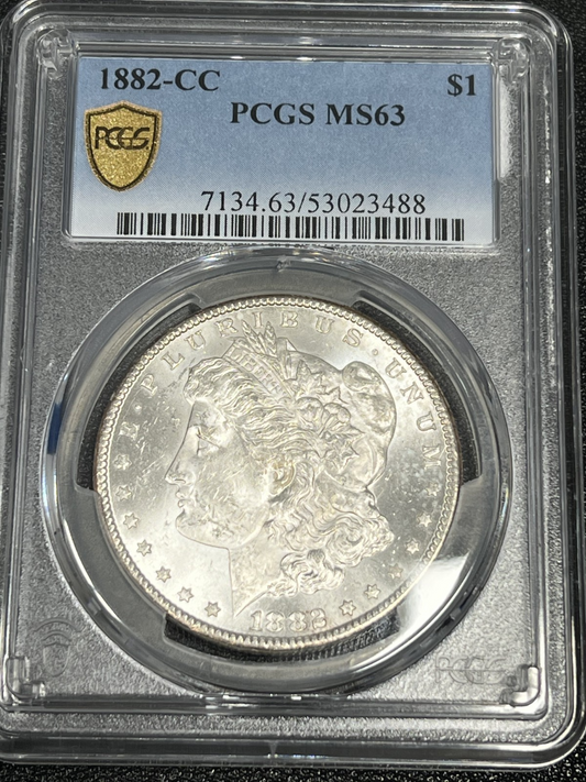 1882 CC MS 63 Morgan Silver Dollar PCGS MS63