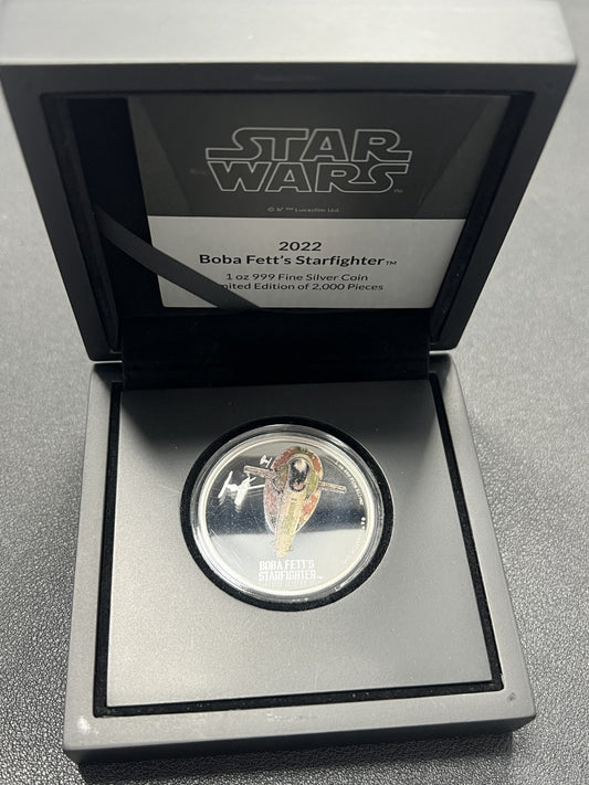 2022 Star Wars Boba Fett's Starfighter 1oz Silver Proof Coin New Zealand Mint