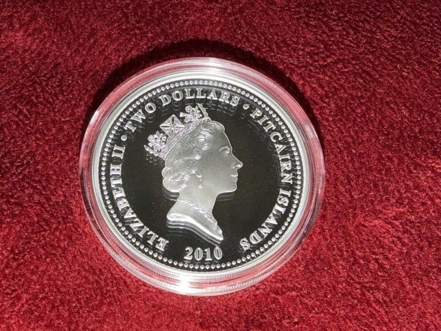 2010 Pitcairn Island 1 oz .999 Silver Coin $2 Tiger (Paw Print Box)