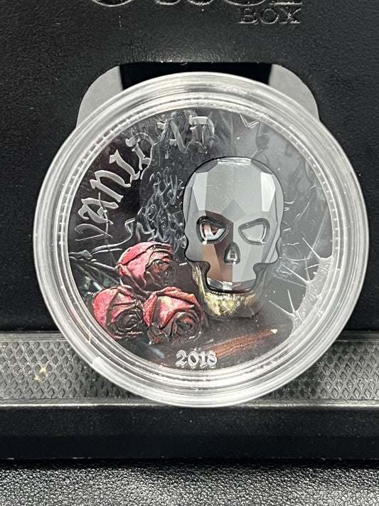 2018 Republic of Guinea 1000 Francos Crystal Skull 1 oz Proof Silver Coin